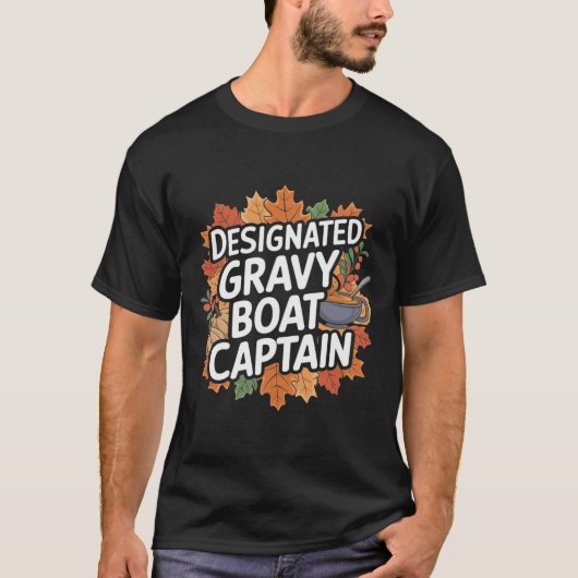 Grappig Thanksgiving-eten - sausbootkapitein T-shirt (Voorkant)