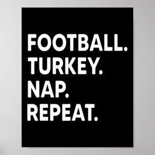 Grappig Thanksgiving Football Seizoen Turkije Nap Poster