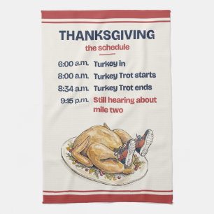 Grappig Thanksgiving-gastgegeschenk: Turkey Trot-s Theedoek