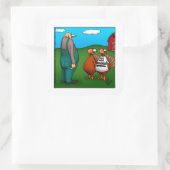 Grappig Thanksgiving: "Ik ben met Delicious" stick Vierkante Sticker (Tas)