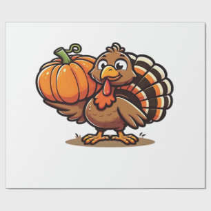 Grappig Thanksgiving Kalkoenontwerp  Familie Vakan Cadeaupapier
