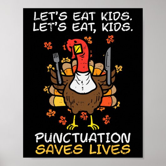Grappig Thanksgiving Leraar Turkije laat Kinder pu Poster (Voorkant)