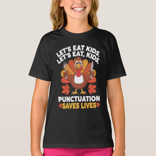 Grappig Thanksgiving Leraar Turkije laat Kinder pu T-shirt (Voorkant)