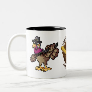Grappig Thanksgiving Turkije Hunter Tweekleurige Koffiemok