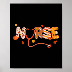 Grappig Thanksgiving Verpleegster Turkije Dag Herf Poster