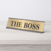 Grappig "The Boss" bureaunaam bord - gouden kleur Bureau Naambordje (Voorkant)
