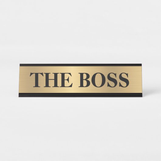 Grappig "The Boss" bureaunaam bord - gouden kleur Bureau Naambordje (Voorkant)