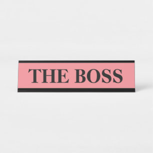 Grappig "The Boss" bureaunaam bord - roze bord Bureau Naambordje