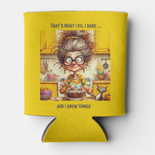 Grappig thema van Old Lady Baker Blikjeskoeler (Voorkant)