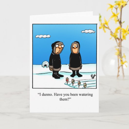 Grappig "Thinking of You" Wenskaart Humor Kaart (Gele Bloem)