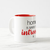 Grappig "Thuis is waar de Introvert is" Quote Mok (Voorkant links)