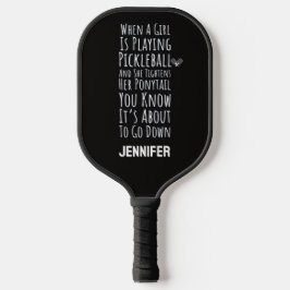 Grappig Tiener Meisje Zwart Pickleball Paddle