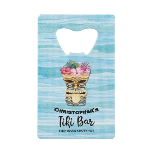 Grappig Tiki Groomsmen Bachelor Party Bruiloft Creditkaart Flessenopener (Voorkant)