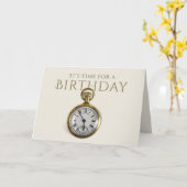 Grappig Time Clock Happy Birthday Kaart voor vader (Gele Bloem)