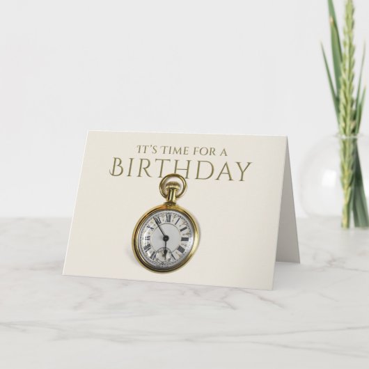 Grappig Time Clock Happy Birthday Kaart voor vader (Voorkant)