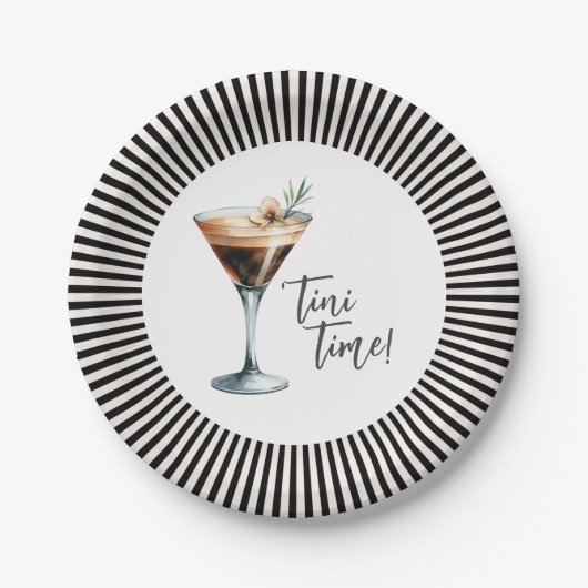 Grappig 'Tini Time Espresso Martini Cocktail Party Papieren Bordje (Voorkant)