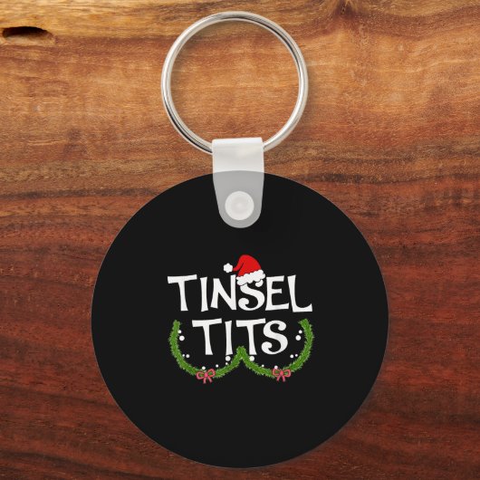 Grappig Tinsel Matching Jingle Kerstkoppels Sleutelhanger (Voorkant)