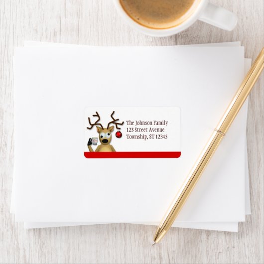 Grappig Tipsy rendier - Kerst Adresetiketten Etiket (Insitu)