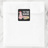 Grappig Tis Het Seizoen Kerstboom Taarten Debbie Vierkante Sticker (Tas)