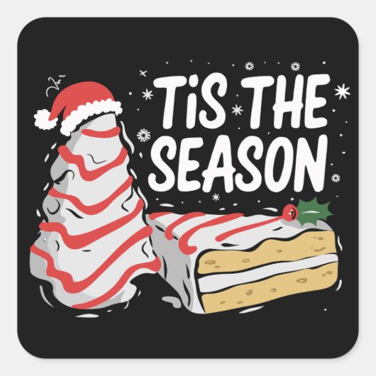 Grappig Tis Het Seizoen Kerstboom Taarten Debbie Vierkante Sticker (Voorkant)