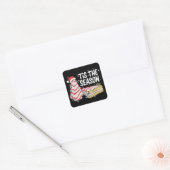 Grappig Tis Het Seizoen Kerstboom Taarten Debbie Vierkante Sticker (Envelop)