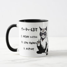 Grappig "To Do List", Grumpy Cat Cartoon Coffee
