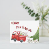 Grappig Toilet Paper Red Truck Kerstmis Feestdagenkaart (Staand voorkant)