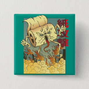 Grappig toiletpapier monster Japanse stijl Vierkante Button 5,1 Cm