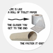 Grappig toiletpapier ronde sticker (Voorkant)