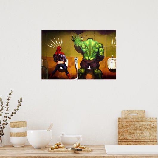 Grappig, toiletpapier, superheld, hero, humor poster (Keuken)