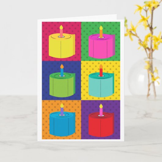 Grappig Toiletpapier Verjaardag Pop Art Kaart (Gele Bloem)