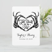 Grappig tot de dood doen ons feest bruiloft uitnod kaart (Staand voorkant)