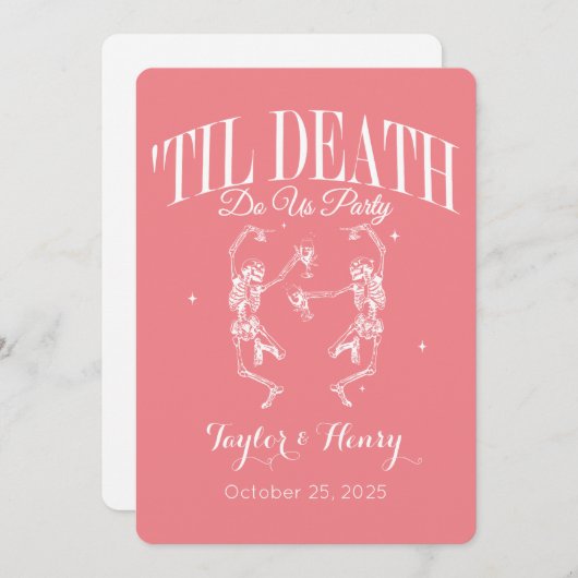 Grappig tot de dood doen ons feest bruiloft uitnod kaart (Voorkant / Achterkant)
