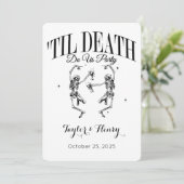 Grappig tot de dood doen ons feest bruiloft uitnod kaart (Staand voorkant)