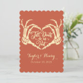 Grappig tot de dood doen ons feest bruiloft uitnod kaart (Staand voorkant)