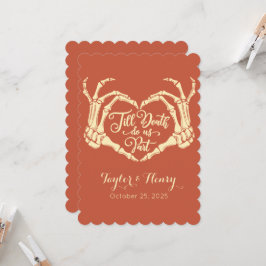 Grappig tot de dood doen ons feest bruiloft uitnod kaart