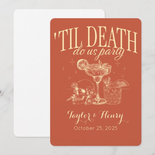 Grappig tot de dood doen ons feest bruiloft uitnod kaart (Voorkant / Achterkant)