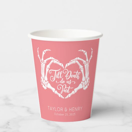 Grappig Tot De Dood Doen Ons Feest Bruiloftspapier Papieren Bekers (Voorkant)