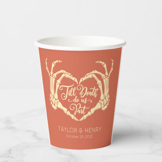 Grappig Tot De Dood Doen Ons Feest Bruiloftspapier Papieren Bekers (Voorkant)