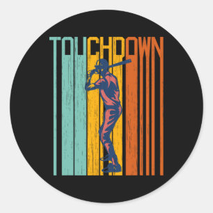 Grappig Touchdown Honkbal Football Shirt Gemengde Ronde Sticker