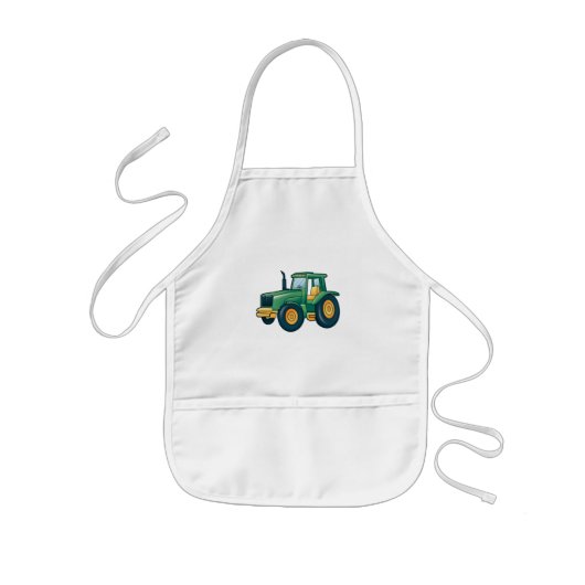 Grappig Tractor Cartoon Ontwerp Kinder Schort (Voorkant)