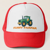Grappig Tractor Cartoon Ontwerp Trucker Pet (Voorkant)