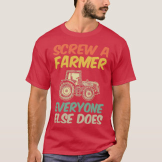 Grappig tractor die een boer laat zien die iederee t-shirt