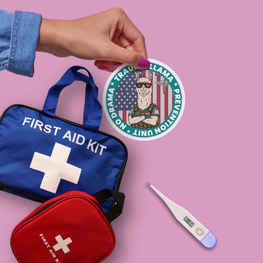 Grappig Trauma Lama Preventie Unit Medisch Ronde Sticker