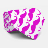Grappig trendy roze neon snor patroon stropdas (Opgerold)