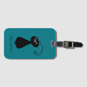 Grappig Trendy schattig grillig kat monogram Bagagelabel (Voorkant (horizontaal))