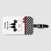 Grappig Trendy schattig kat paar monogram polka do Bagagelabel (Voorkant (horizontaal))