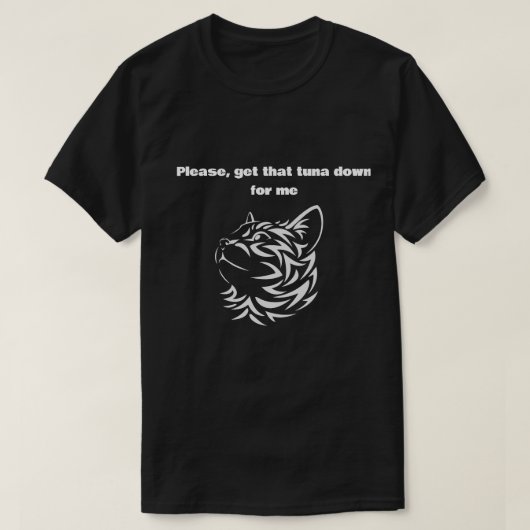 Grappig Tribale Kat Tonijn Citaat T-Shirt (Design voorkant)