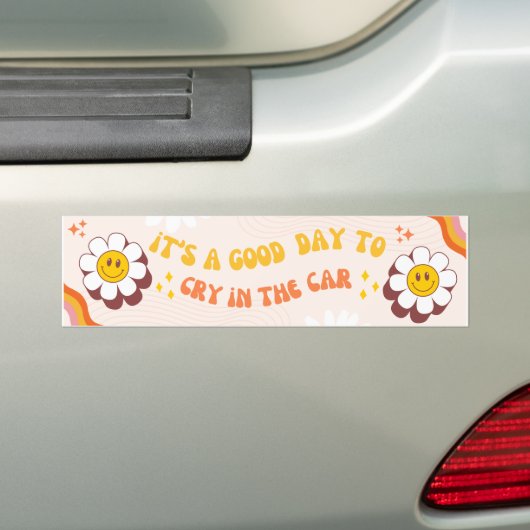 Grappig triest meme huilen retro Bumpersticker (Op auto)