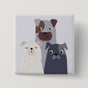 Grappig trio van honden vierkante button 5,1 cm
